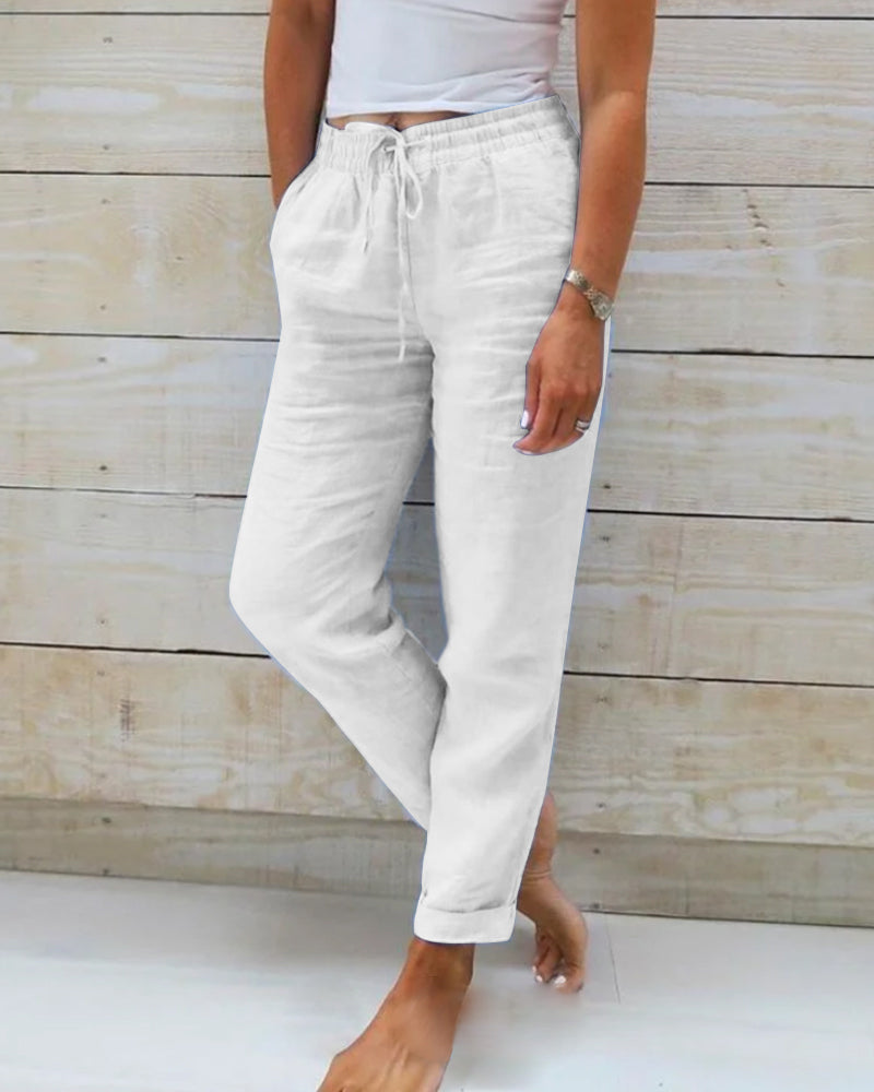 Pantalón veraniego con cintura elástica y tejido ligero – MIRIANA