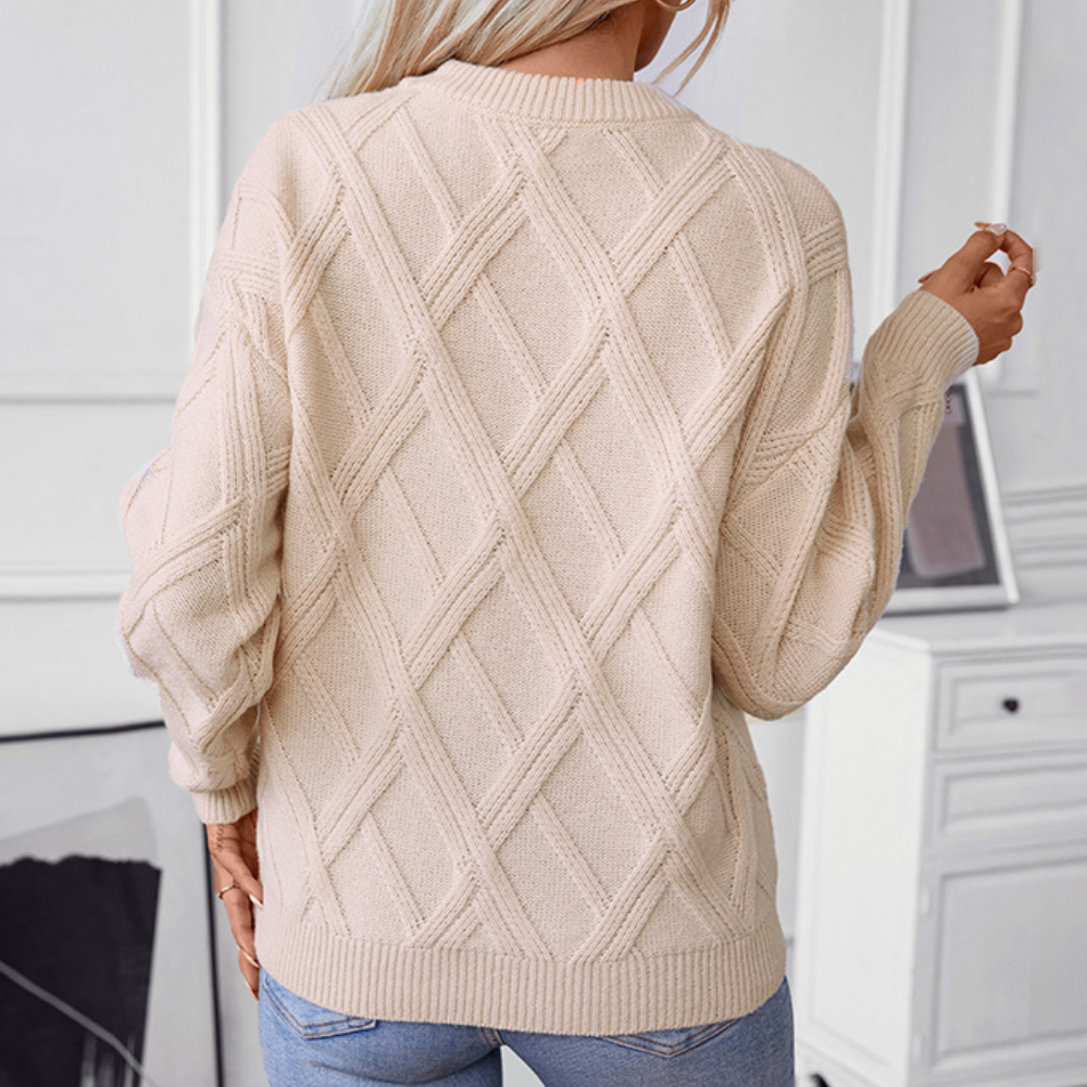LIA - Jersey de punto trenzado para mujer
