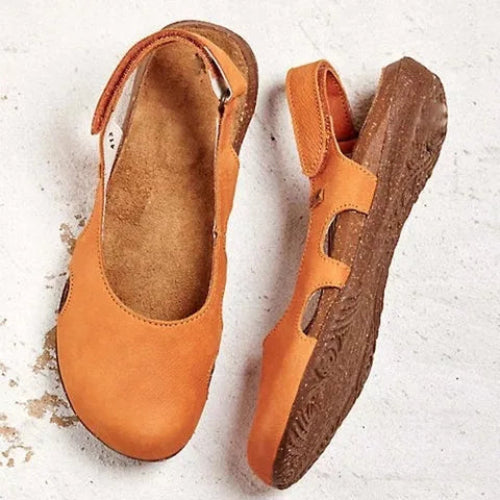 Sandalias de cuero con punta cerrada y plantilla de soporte para mujer – JINNY