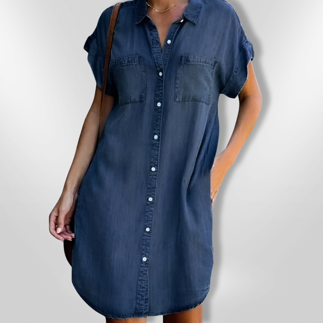 Vestido vaquero de primavera con botones y bolsillos – PAULINE