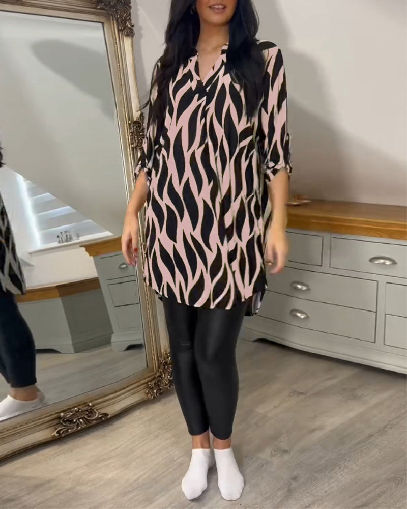 Blusa túnica elegante con estampado gráfico para mujer – VÉRANIA