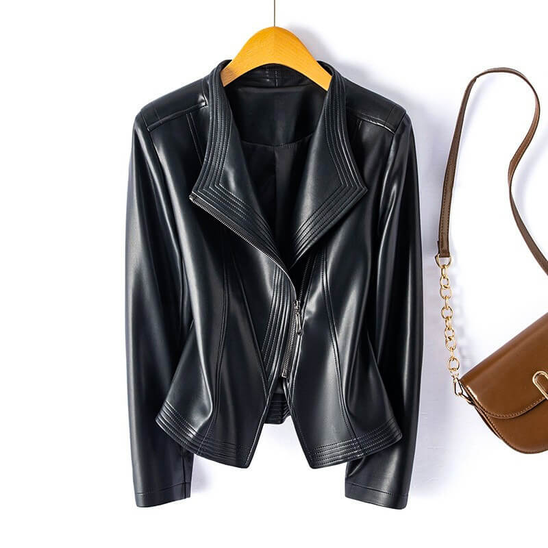 ELLENIA – Cazadora efecto piel para mujer con estilo atemporal
