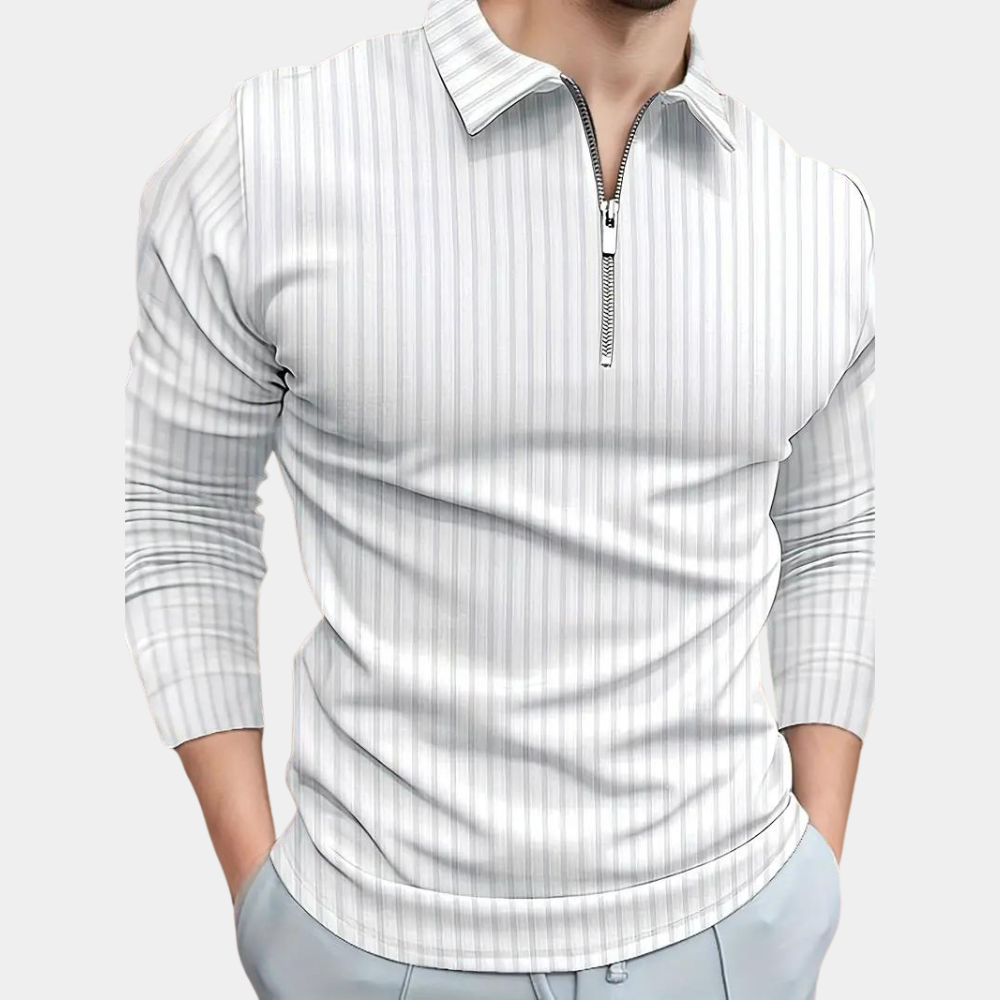 JANIK - Polo de manga larga con rayas para hombre