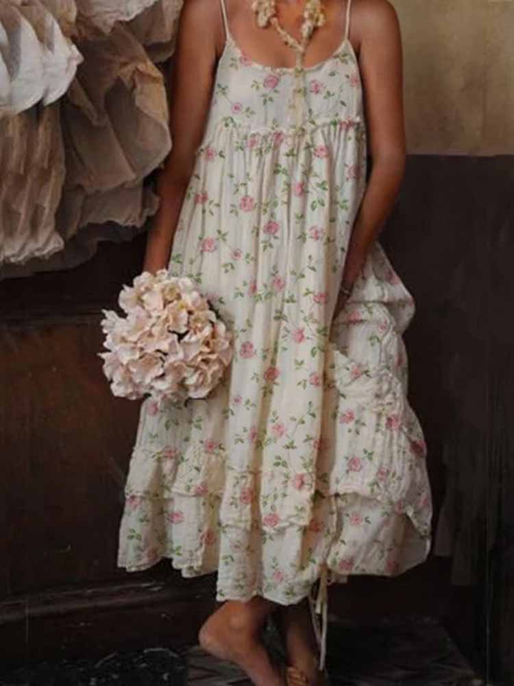 Vestido midi veraniego de mujer con volantes decorativos – KALYN