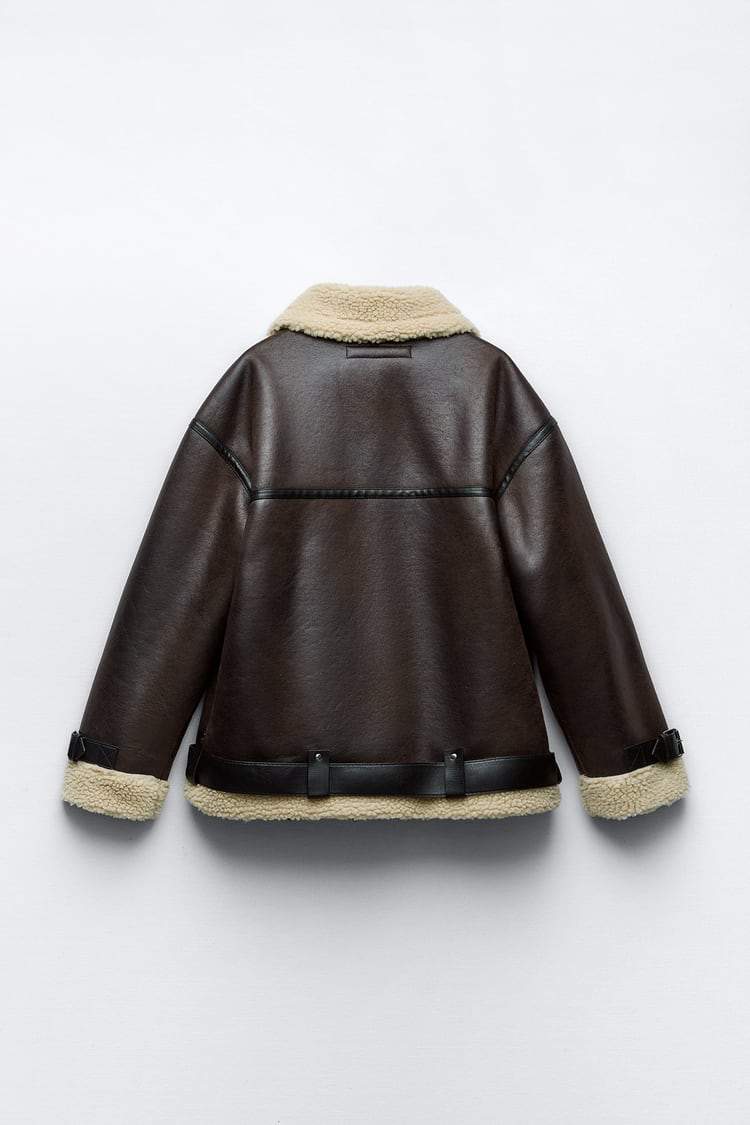 Chaqueta elegante de mujer con solapa en tejido sintético – ELEONORA