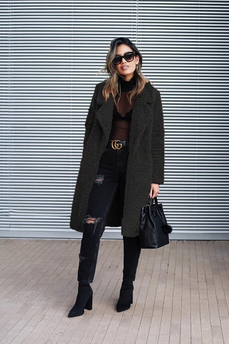 Abrigo polar largo de invierno para mujer con estilo elegante – FEDERICA