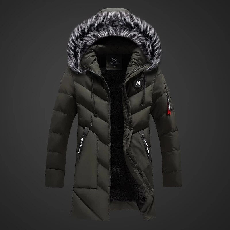 EMILVAN – Abrigo de invierno para hombre con capucha y forro de piel sintética