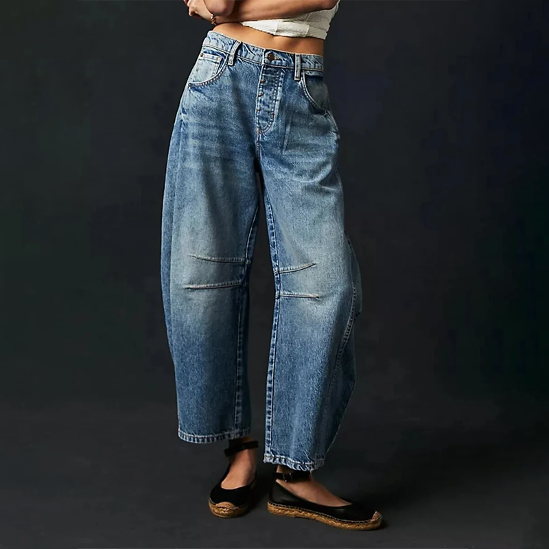 Vaquero ancho de mujer estilo fluido y moderno – LEONIEA