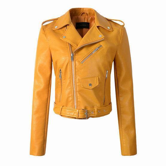 Cazadora biker clásica para mujer con cremallera frontal – MARINA