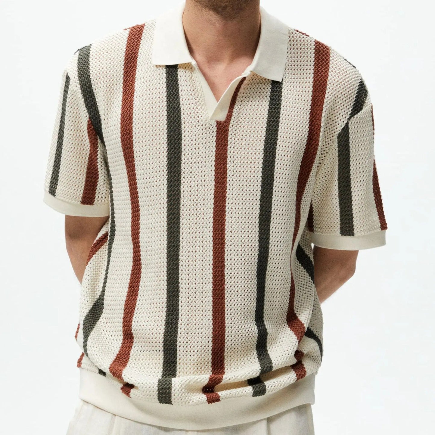 Polo de punto casual para hombre con estilo texturizado – DELVOR