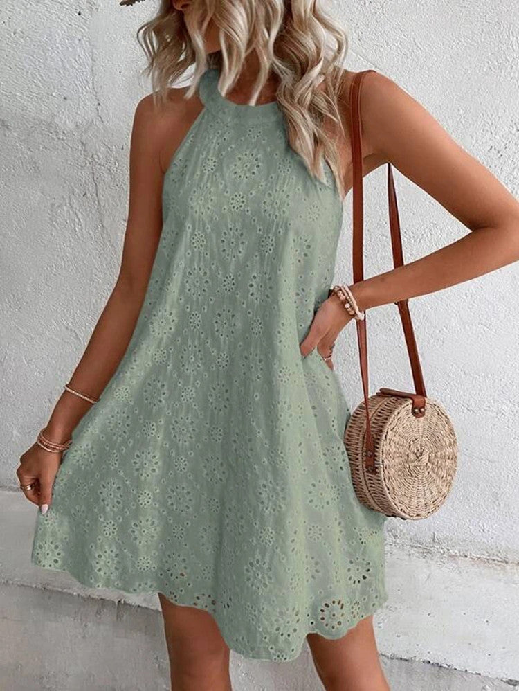 Vestido de Verano con Estilo A-Línea y Detalle de Flores para Mujeres – AGNELLA