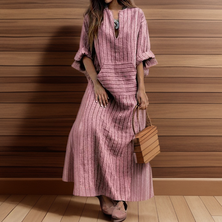 Vestido largo de mujer con bolsillo frontal y diseño casual – PARALINA