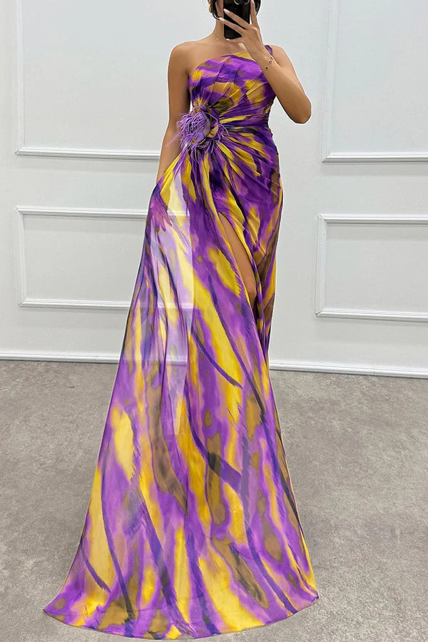 Vestido largo asimétrico con abertura alta – Veralis