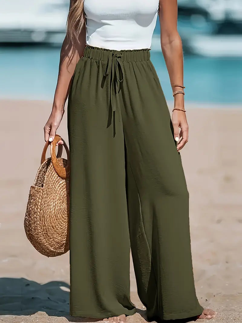 Pantalón fluido de verano para mujer con cintura elástica – ISARA