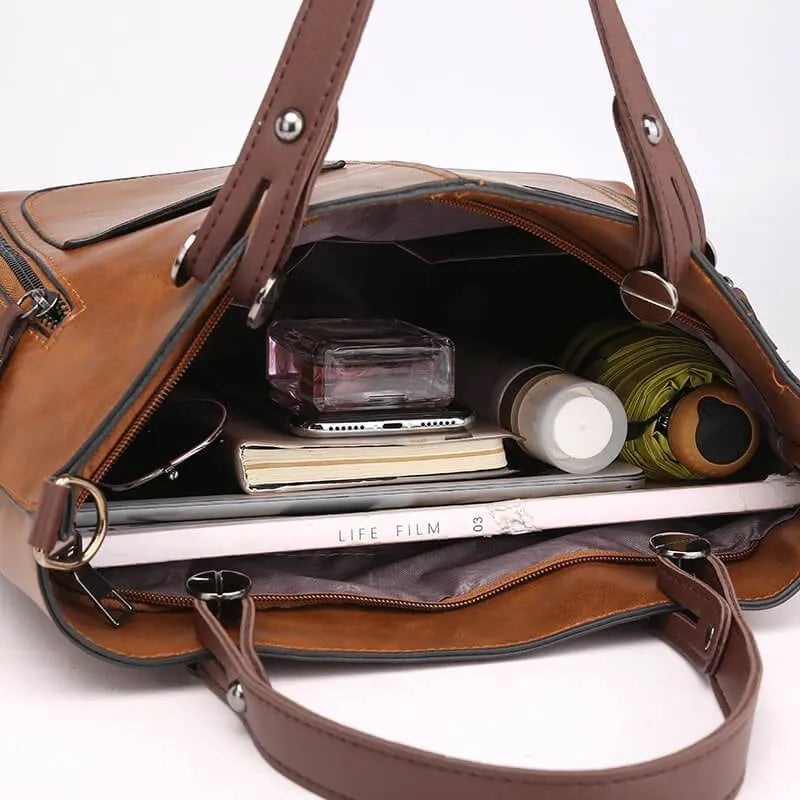 ADELINA - Bolso de hombro vintage de cuero para mujer