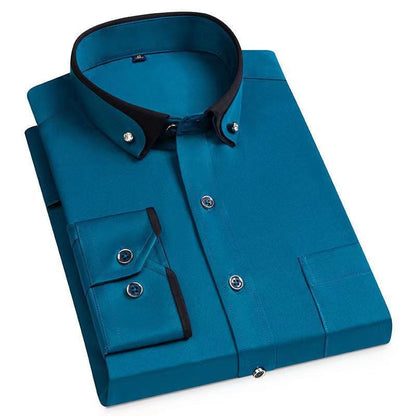 Camisa de hombre con detalles de cuello en contraste – CONVARDO
