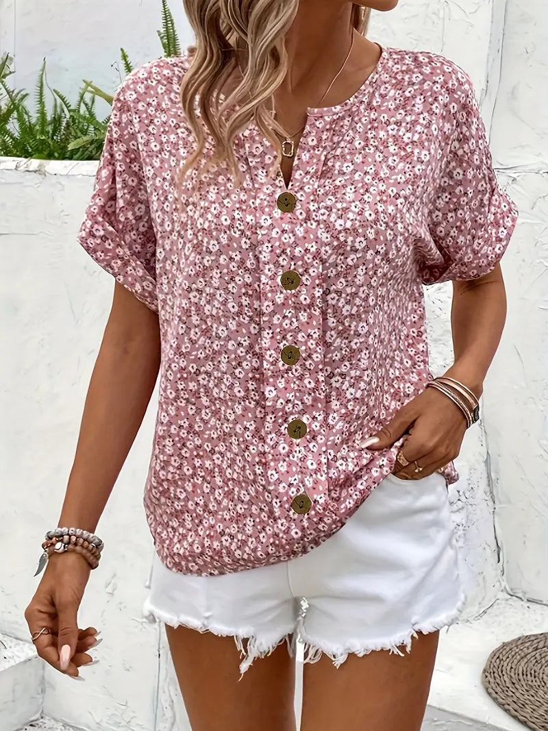 Top de Dama con Estampado Floral y Cierre de Botones – BIBIANA