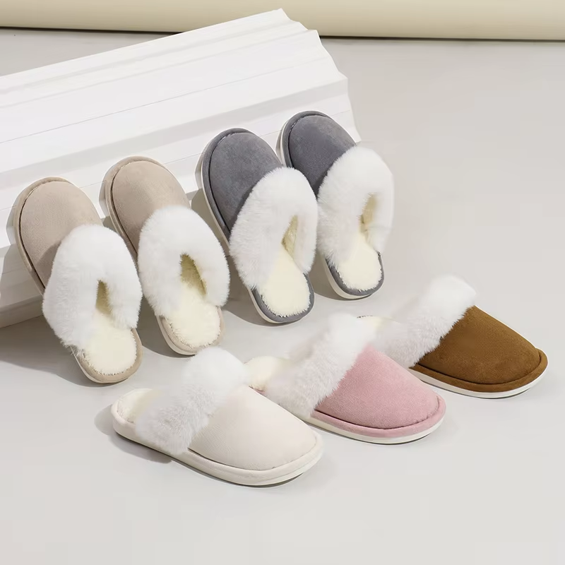 VALEY - Zapatillas de casa para mujer con punta redonda y forro de piel sintética