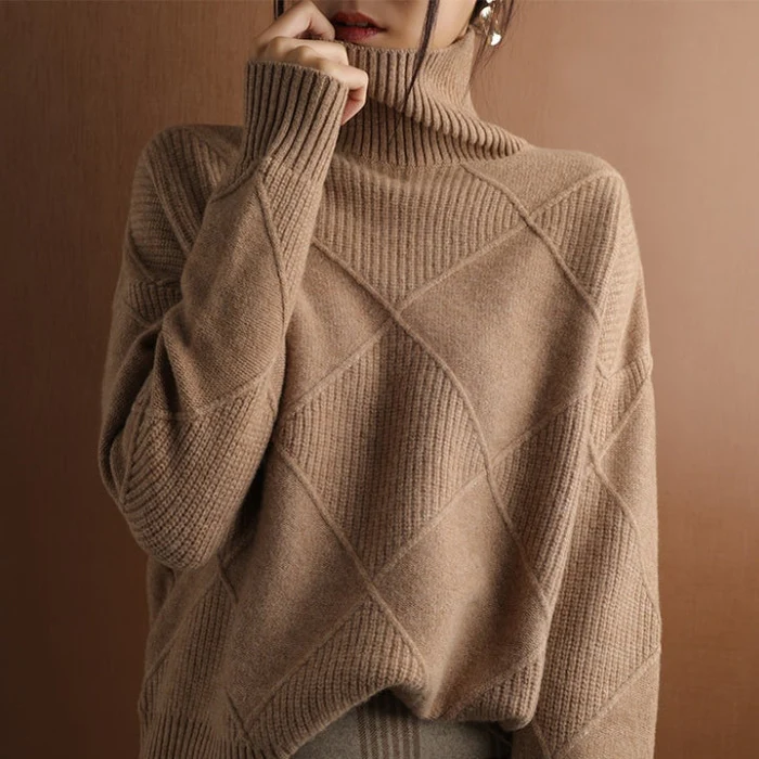 ISAURA - Suéter de punto con cuello alto y acogedor para mujeres