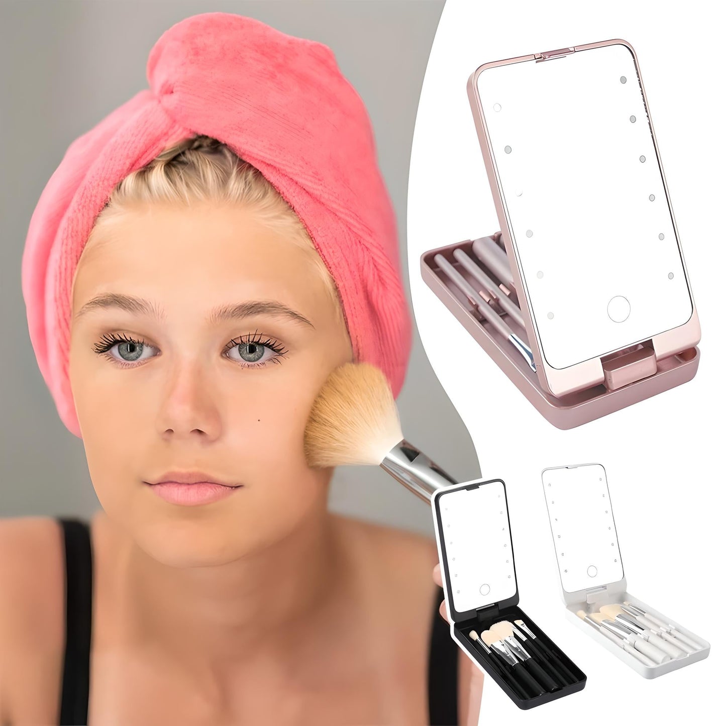 Set de brochas de maquillaje para viaje con estuche elegante – ROSALIE