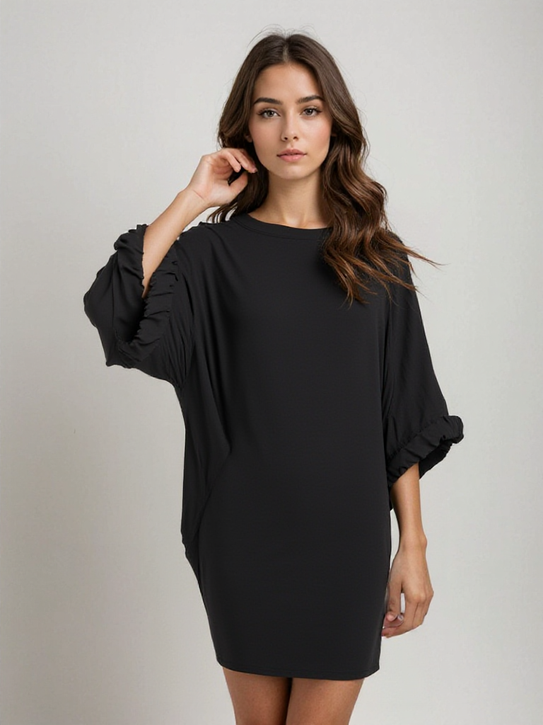 Vestido corto oversize con caída ligera y estilo relajado – NAYLA