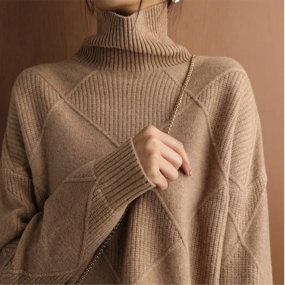 ISAURA - Suéter de punto con cuello alto y acogedor para mujeres