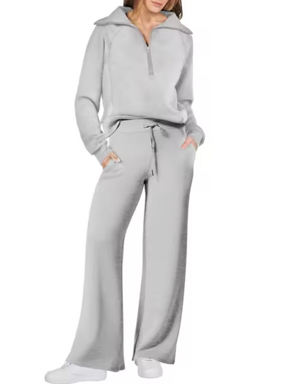 LEA - Conjunto de sudadera con cuello y pantalón para mujer
