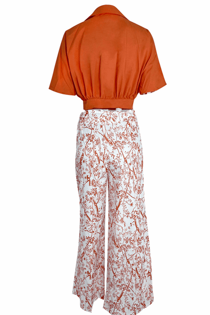 Conjunto tropical estampado de top y pantalón corto – TAHINYA