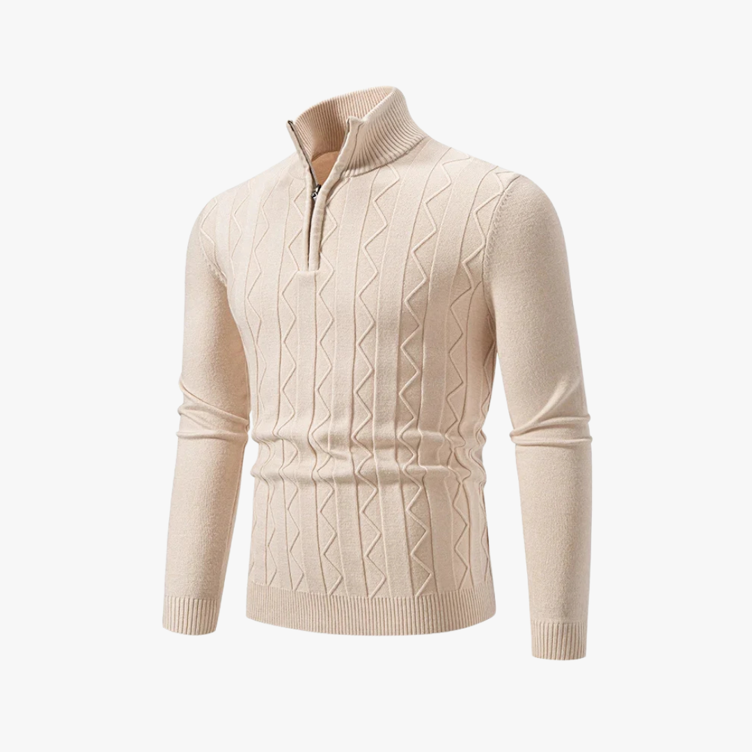Jersey de punto con media cremallera y estilo casual elegante – EDRIAN