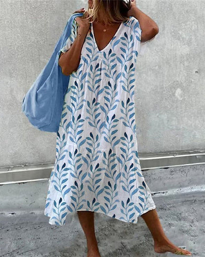 Vestido de verano holgado con escote en V para mujer – NIEVES