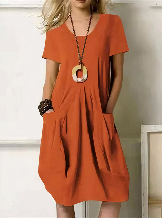 Vestido casual cómodo con bolsillos y corte fluido – MAÉLIA