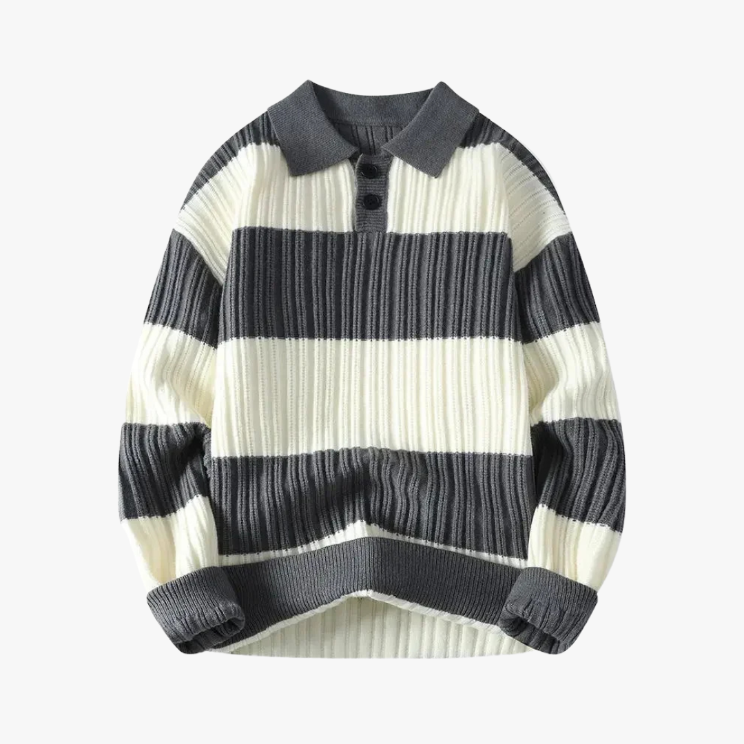 Polo de punto a rayas para hombre con ajuste – ZORAN
