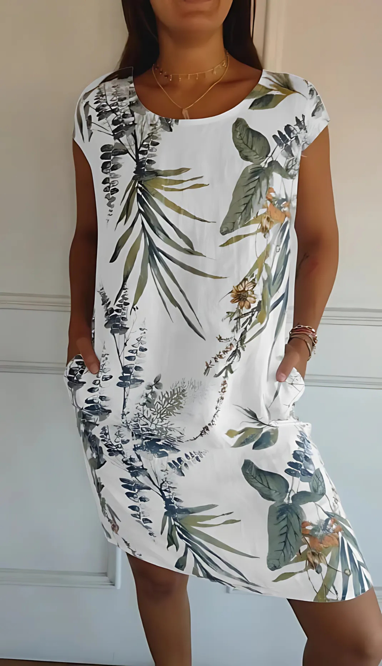 Vestido cómodo de corte recto con escote redondo – ANNERIS
