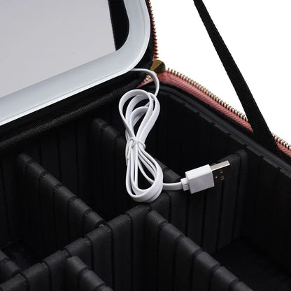 Estuche de maquillaje con espejo LED portátil – PERLA