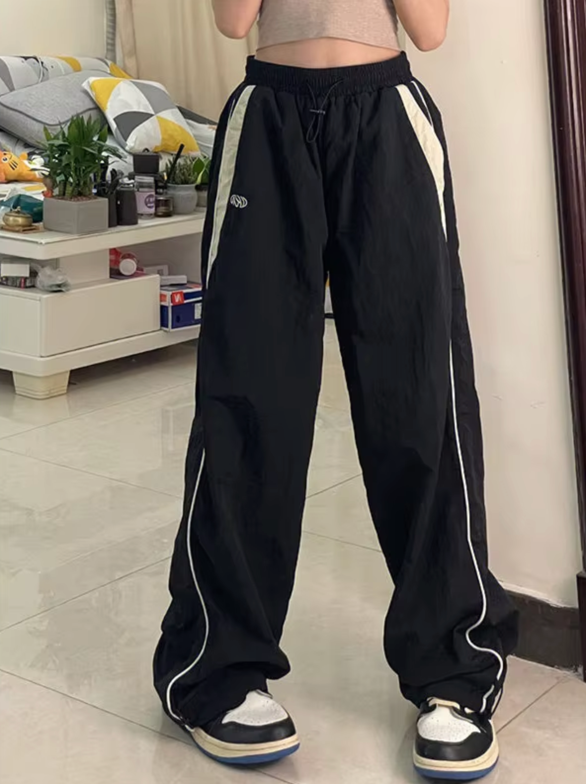 MAYA - Pantalón jogging de algodón con pierna ancha para mujer