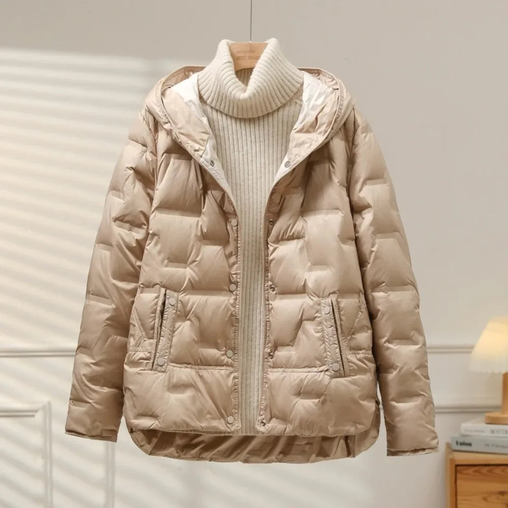 Abrigo de invierno acolchado con capucha para mujer – NOARA