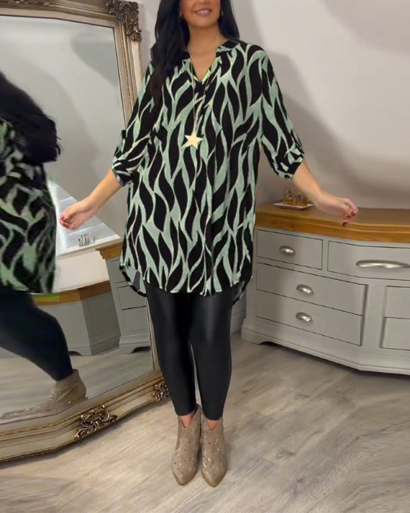 Blusa túnica elegante con estampado gráfico para mujer – VÉRANIA