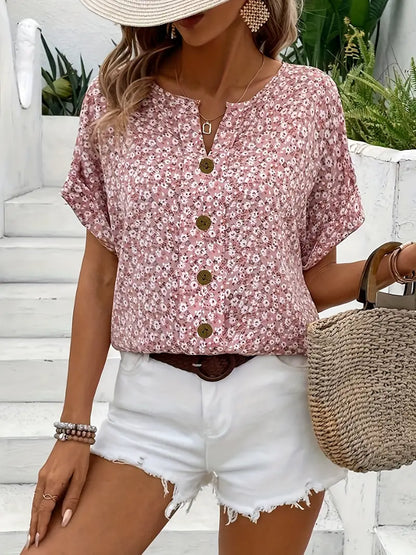 Top de Dama con Estampado Floral y Cierre de Botones – BIBIANA