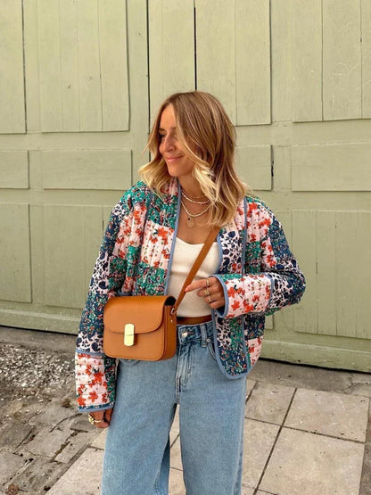 Chaqueta de cuadros estilo vintage en tejido suave – MIRTHEA