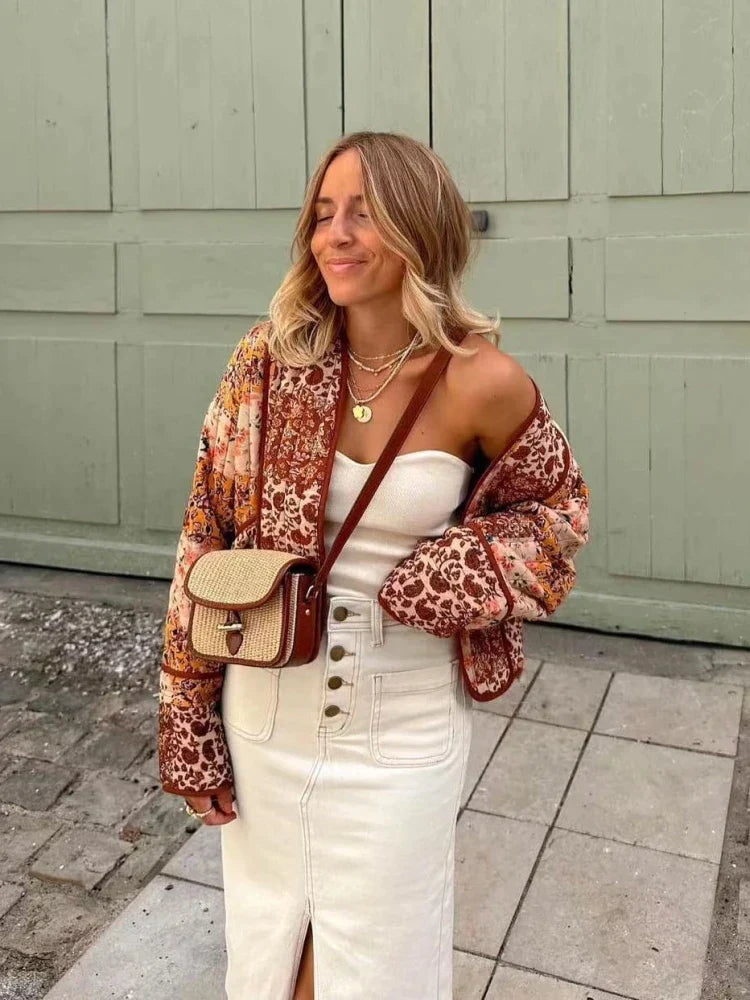Chaqueta de cuadros estilo vintage en tejido suave – MIRTHEA