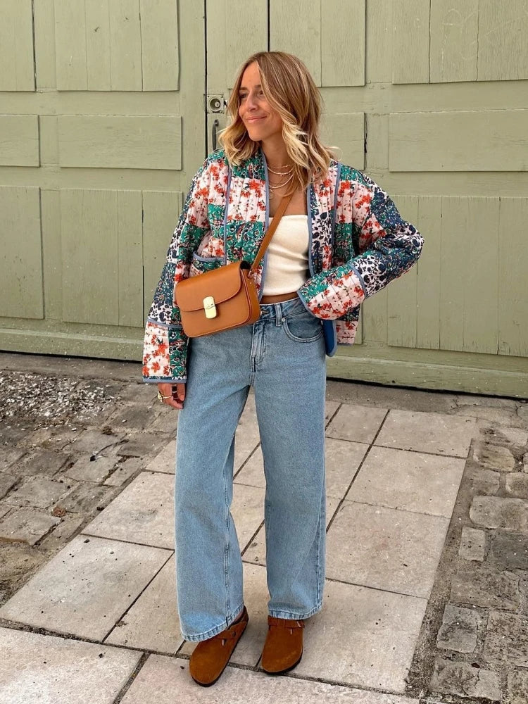 Chaqueta de cuadros estilo vintage en tejido suave – MIRTHEA