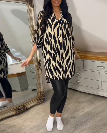Blusa túnica elegante con estampado gráfico para mujer – VÉRANIA
