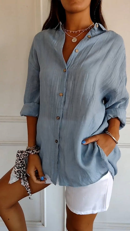 Blusa primaveral de manga larga con detalles delicados – SERENNA