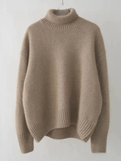 Jersey de cachemir con cuello alto y corte atemporal – VALÉRIA