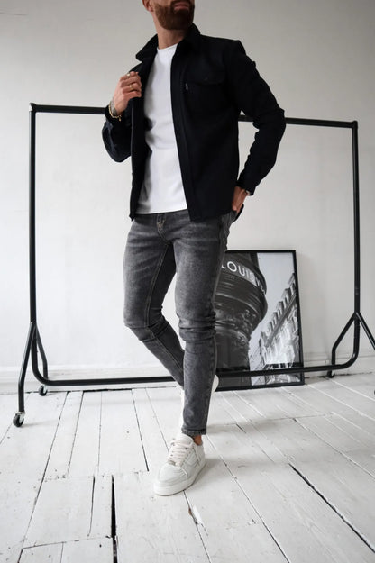 IVAR - Sobrecamisa con botones y bolsillos delanteros para hombre