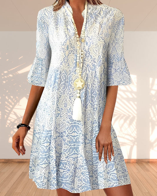 Vestido de verano con escote en V y corte fluido para mujer – LIVANA