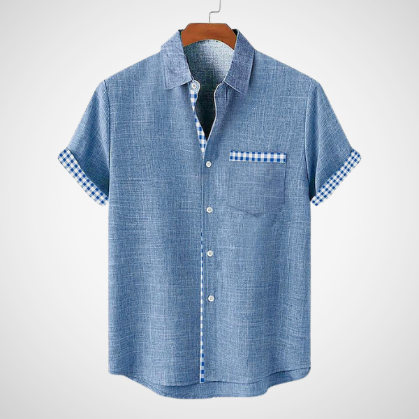 Camiseta de hombre con mangas cortas y detalles de cuadros – KHALID