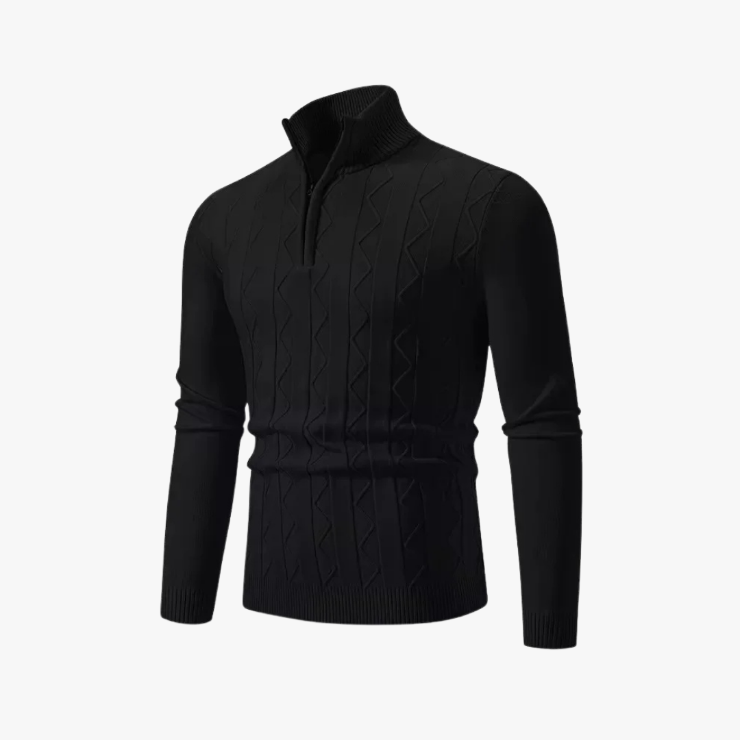 Jersey de punto con media cremallera y estilo casual elegante – EDRIAN