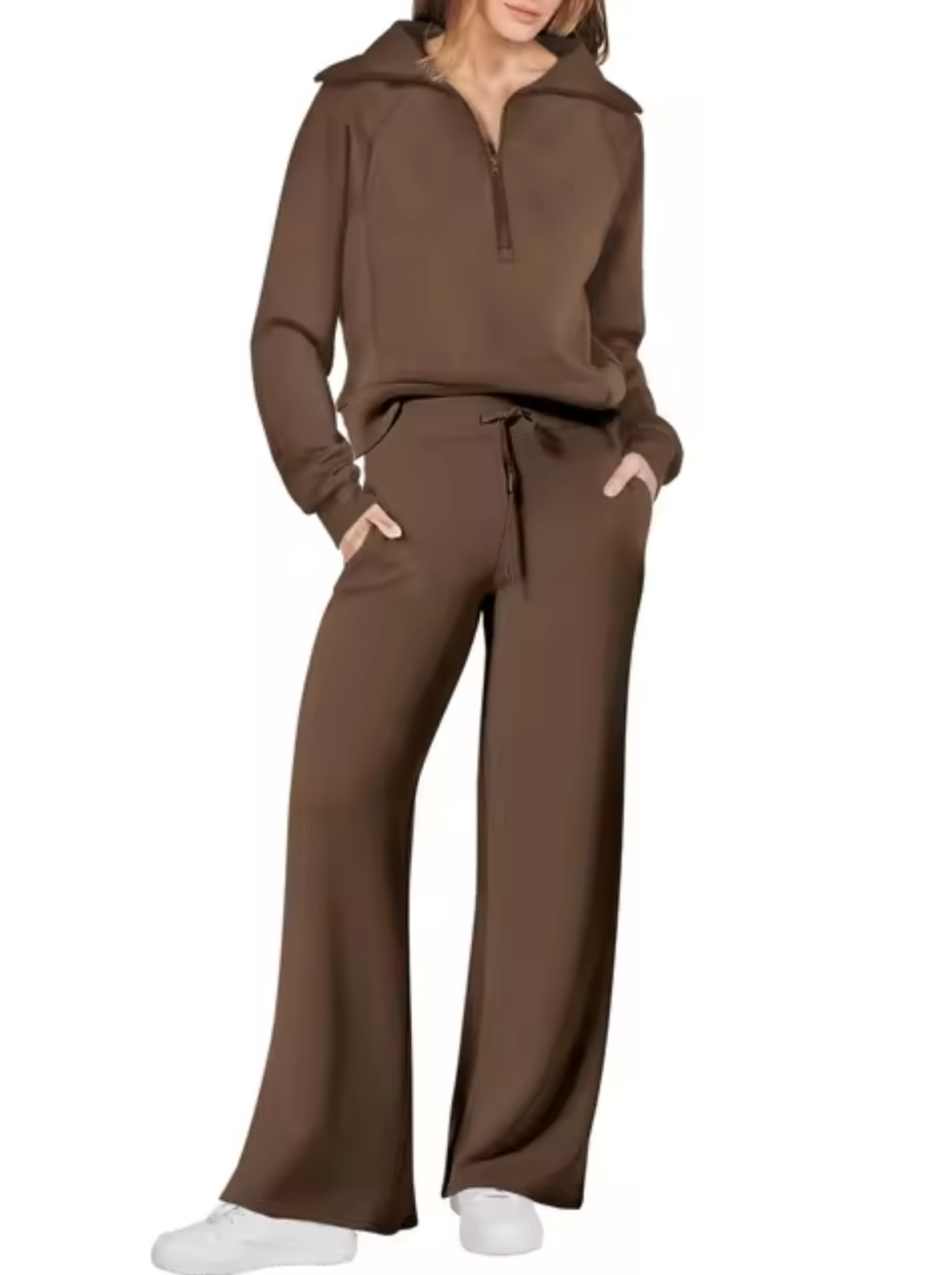 LEA - Conjunto de sudadera con cuello y pantalón para mujer