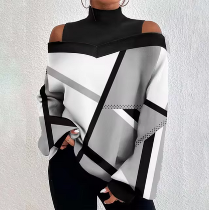 SIENA - Blusa off-shoulder con cuello alto para mujer